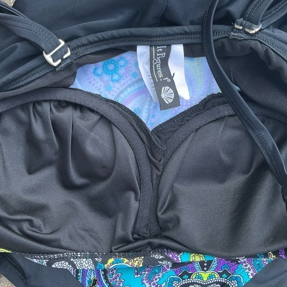 NWT It Figures! Print Inset One Piece Swimsuit Size 8